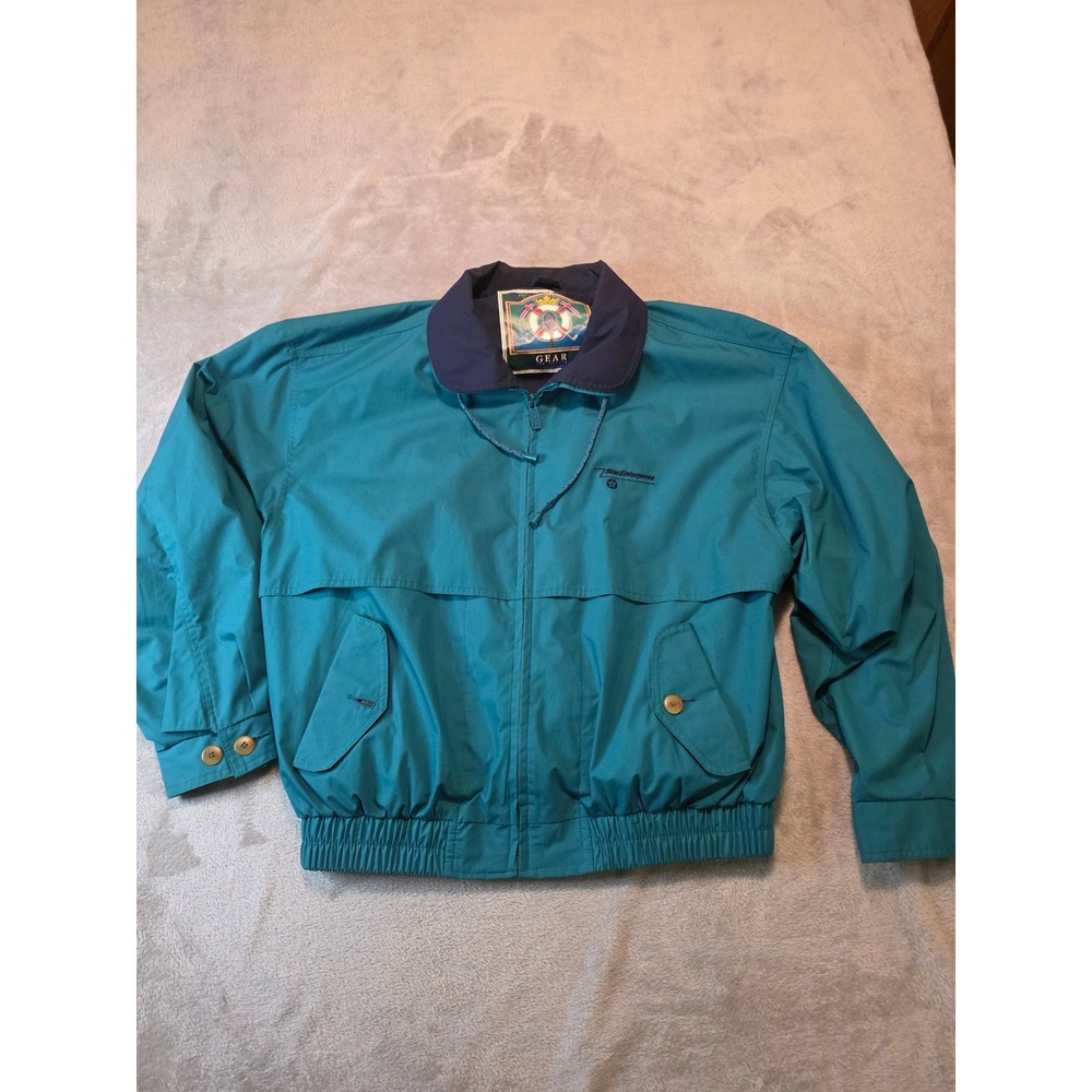 Vintage Gear For Sports Windbreaker Jacket Mens Large Teal Star Enterprise